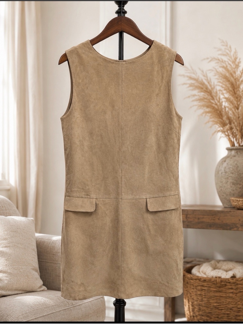 2nd Day Tan Suede goat leather sleeveless Dress size medium
